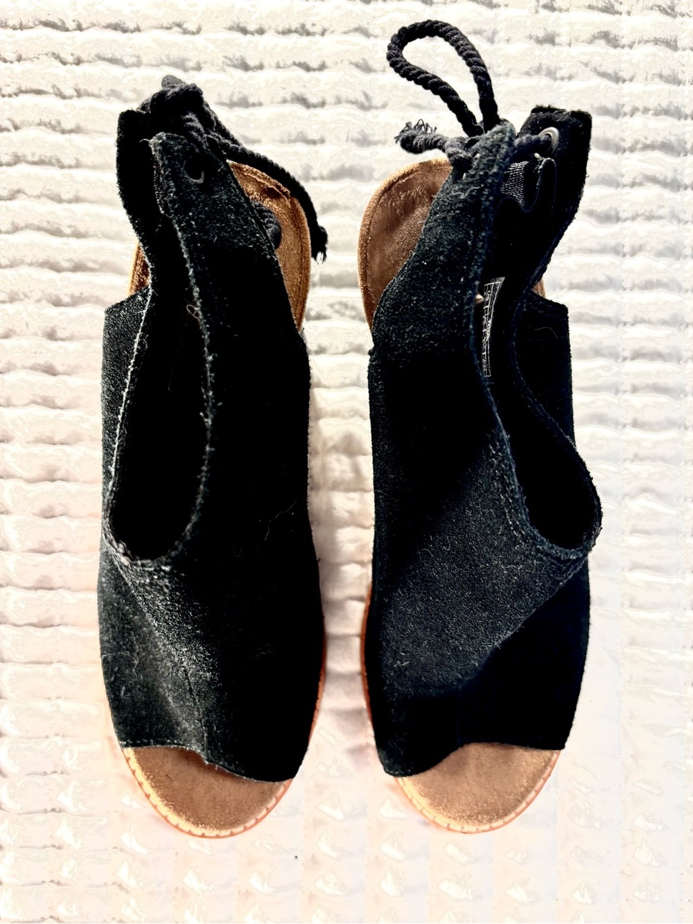 Toms Black Suede Open-Toe Back-Tie Sandals